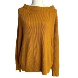Banana Republic Long Sleeve Off Shoulder Cut Out Rust Cable Knit Sweater Medium